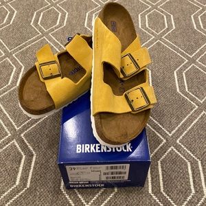 Birkenstock Arizona ochre suede, soft footbed 39 BNIB
